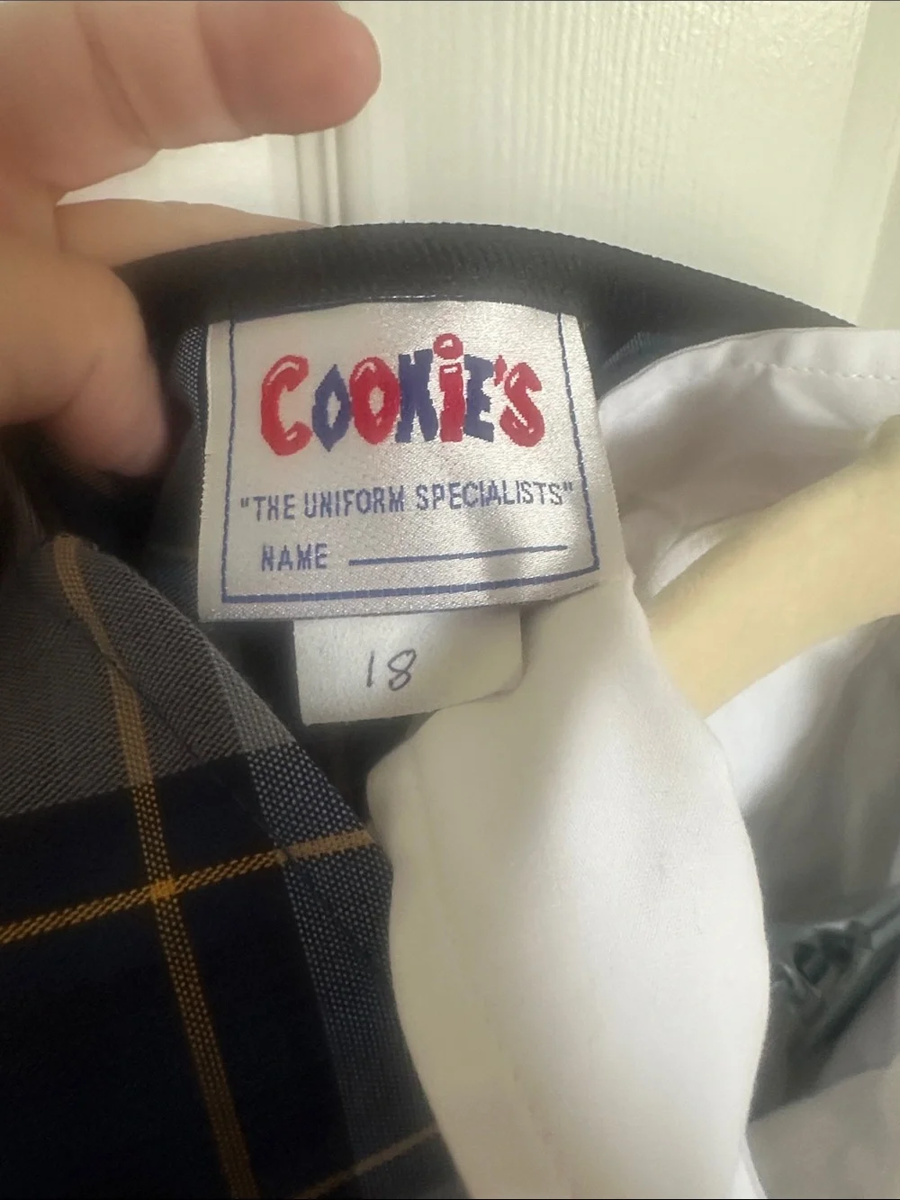 French Toast Button Up with Navy and Gray Plaid Jumper, clip on Navy Tie
